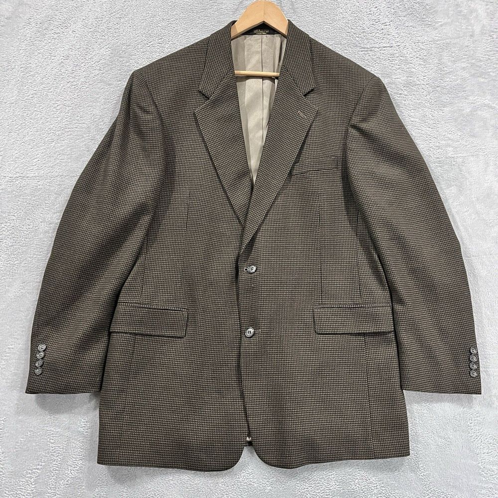 VTG Gianfranco Ruffini‎ Italy Blazer 44L Houndstooth Wool Sports Jacket